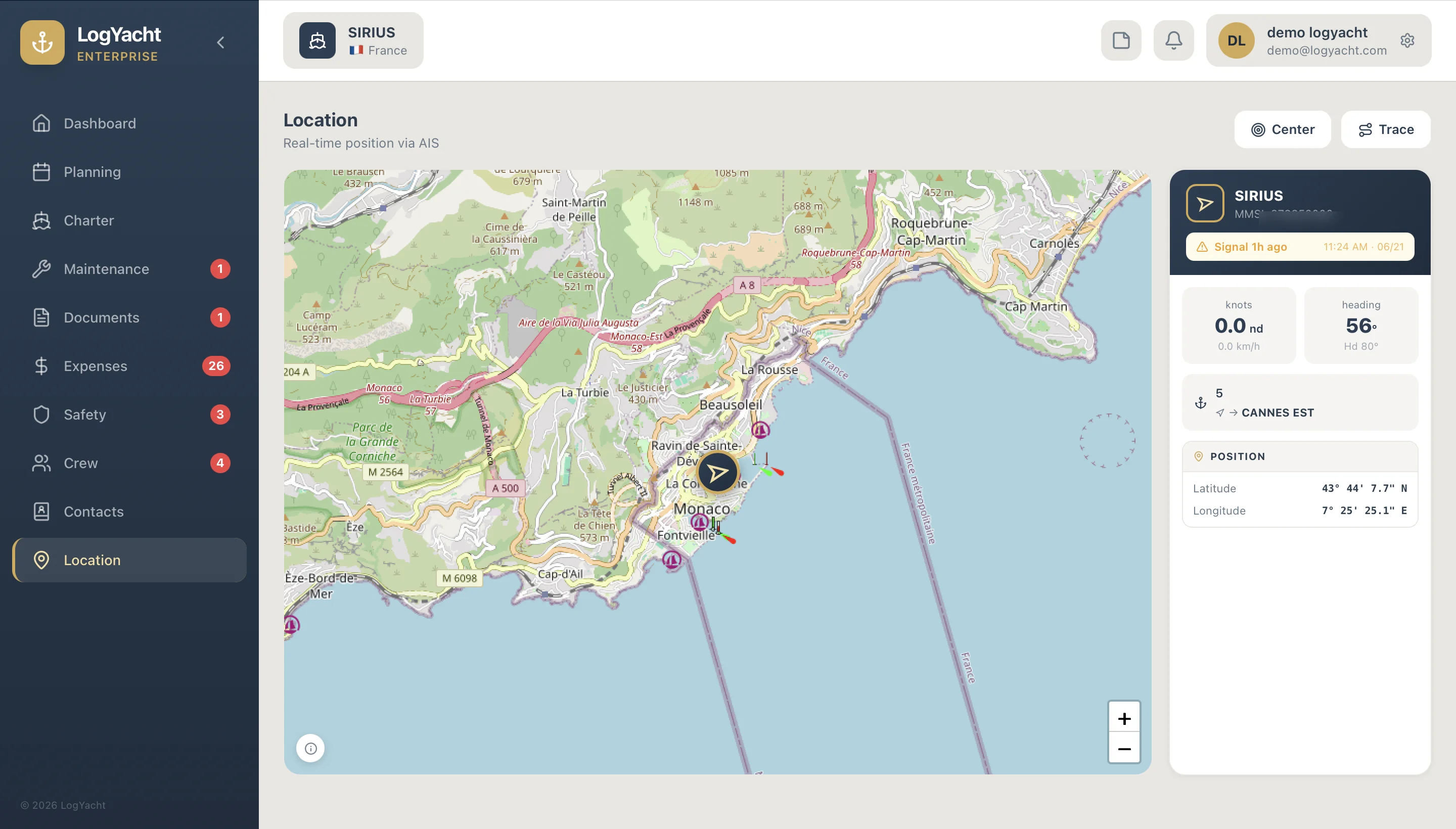 LogYacht AIS location